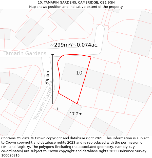 10, TAMARIN GARDENS, CAMBRIDGE, CB1 9GH: Plot and title map