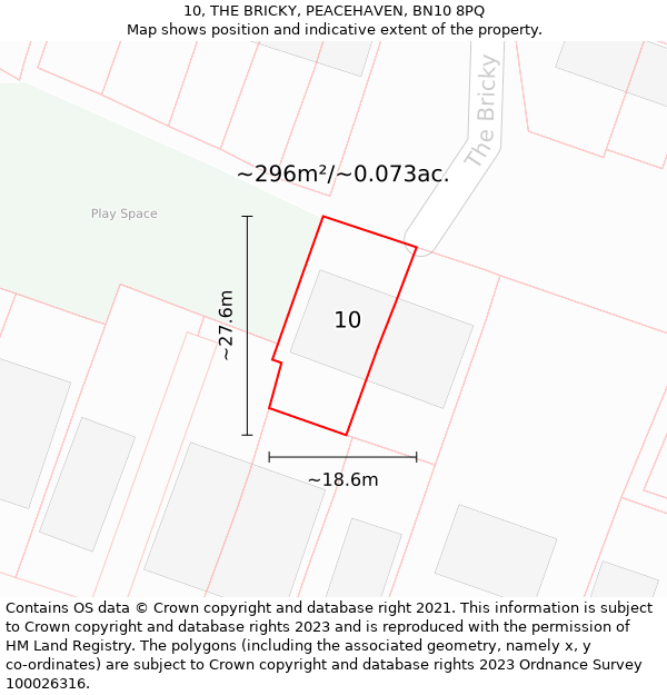 10, THE BRICKY, PEACEHAVEN, BN10 8PQ: Plot and title map