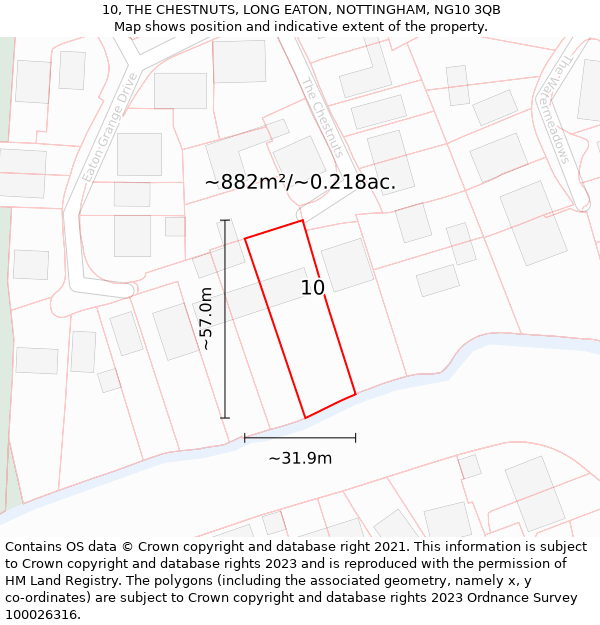 10, THE CHESTNUTS, LONG EATON, NOTTINGHAM, NG10 3QB: Plot and title map