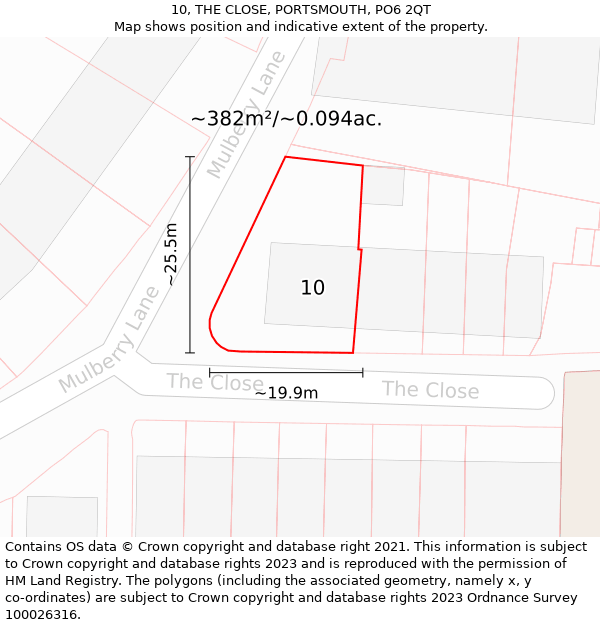 10, THE CLOSE, PORTSMOUTH, PO6 2QT: Plot and title map