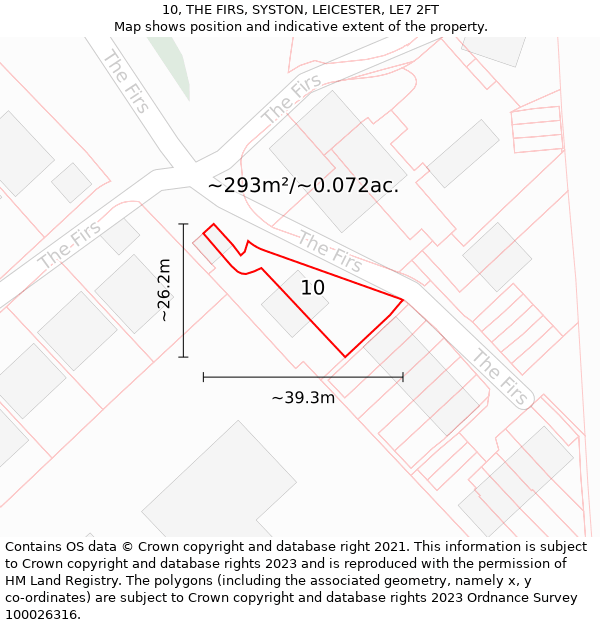 10, THE FIRS, SYSTON, LEICESTER, LE7 2FT: Plot and title map