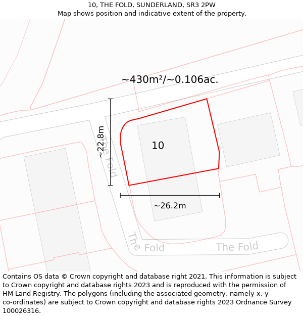 10, THE FOLD, SUNDERLAND, SR3 2PW: Plot and title map