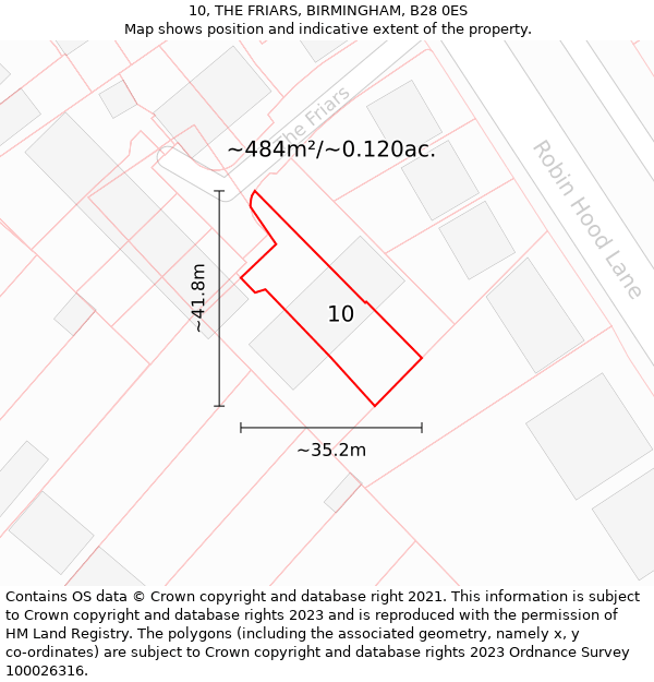 10, THE FRIARS, BIRMINGHAM, B28 0ES: Plot and title map