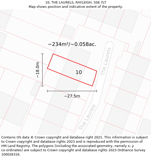 10, THE LAURELS, RAYLEIGH, SS6 7LT: Plot and title map