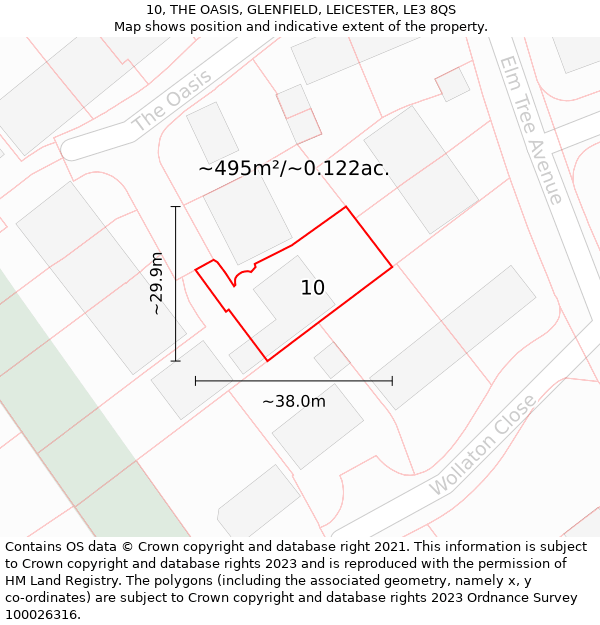 10, THE OASIS, GLENFIELD, LEICESTER, LE3 8QS: Plot and title map