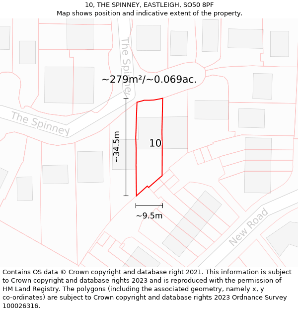 10, THE SPINNEY, EASTLEIGH, SO50 8PF: Plot and title map