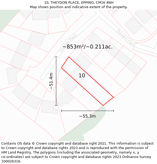 10, THEYDON PLACE, EPPING, CM16 4NH: Plot and title map