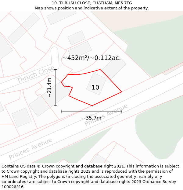 10, THRUSH CLOSE, CHATHAM, ME5 7TG: Plot and title map