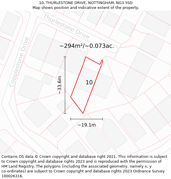 10, THURLESTONE DRIVE, NOTTINGHAM, NG3 5SD: Plot and title map