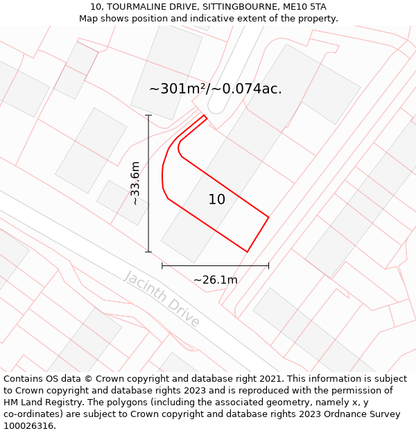 10, TOURMALINE DRIVE, SITTINGBOURNE, ME10 5TA: Plot and title map