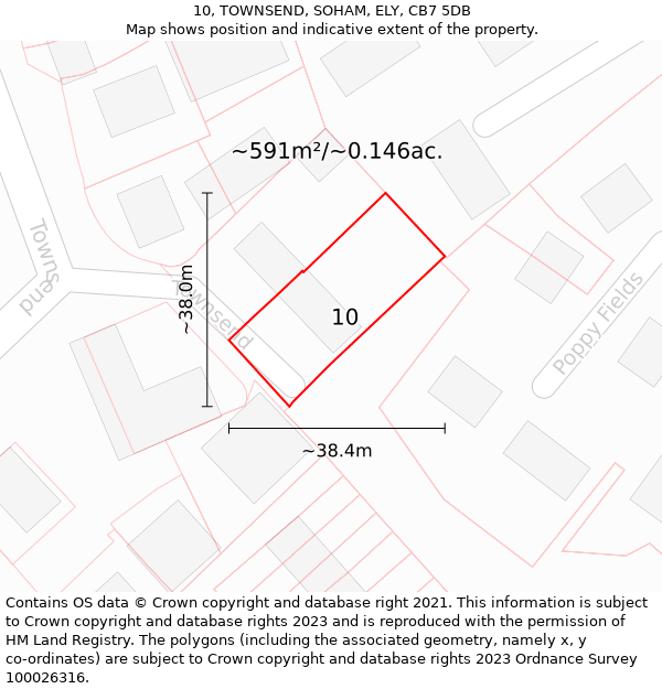 10, TOWNSEND, SOHAM, ELY, CB7 5DB: Plot and title map