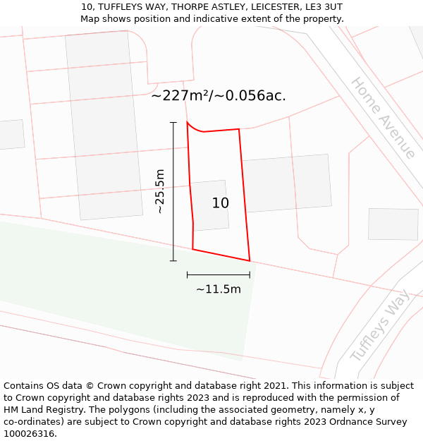 10, TUFFLEYS WAY, THORPE ASTLEY, LEICESTER, LE3 3UT: Plot and title map