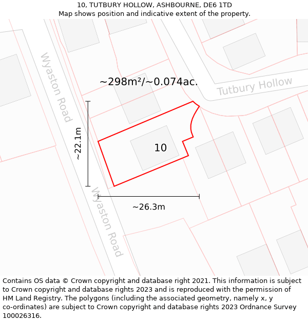 10, TUTBURY HOLLOW, ASHBOURNE, DE6 1TD: Plot and title map