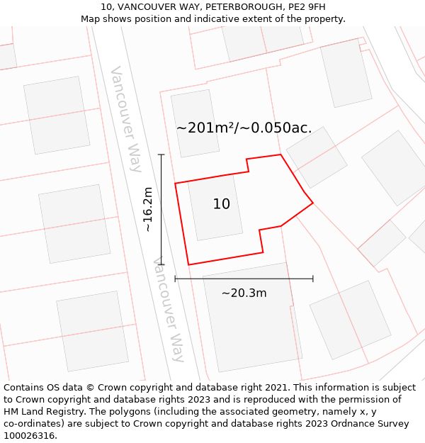 10, VANCOUVER WAY, PETERBOROUGH, PE2 9FH: Plot and title map