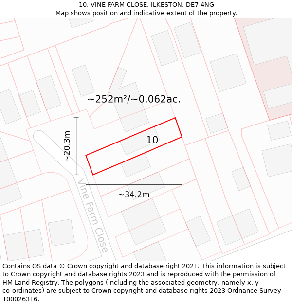 10, VINE FARM CLOSE, ILKESTON, DE7 4NG: Plot and title map