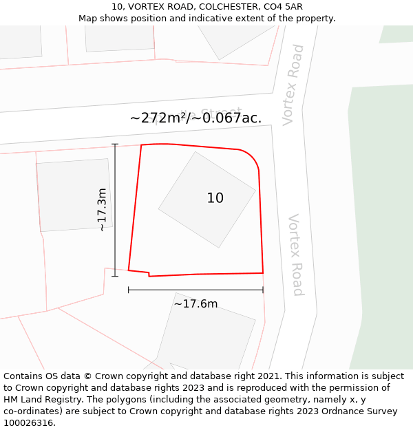 10, VORTEX ROAD, COLCHESTER, CO4 5AR: Plot and title map