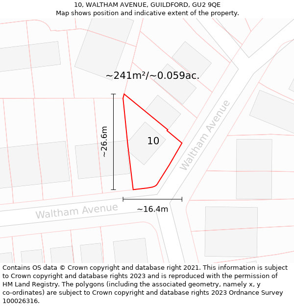 10, WALTHAM AVENUE, GUILDFORD, GU2 9QE: Plot and title map