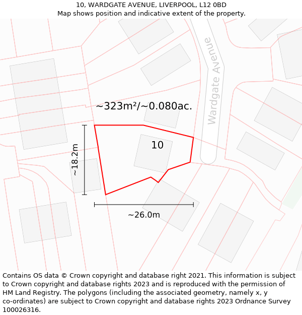 10, WARDGATE AVENUE, LIVERPOOL, L12 0BD: Plot and title map