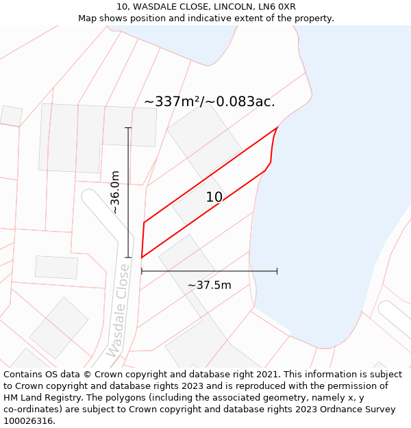 10, WASDALE CLOSE, LINCOLN, LN6 0XR: Plot and title map