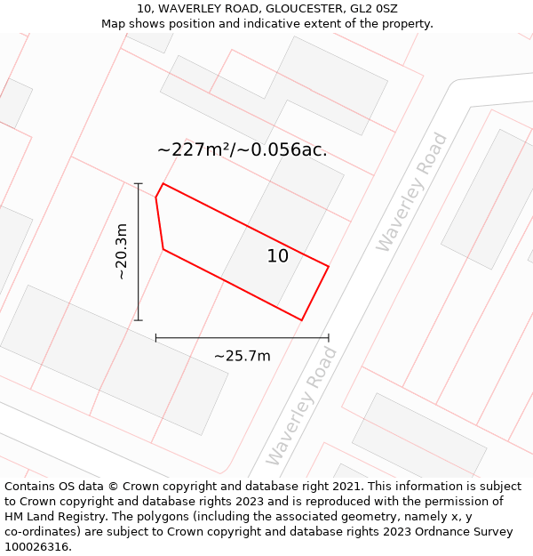 10, WAVERLEY ROAD, GLOUCESTER, GL2 0SZ: Plot and title map