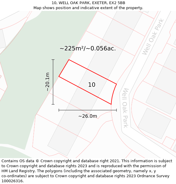 10, WELL OAK PARK, EXETER, EX2 5BB: Plot and title map