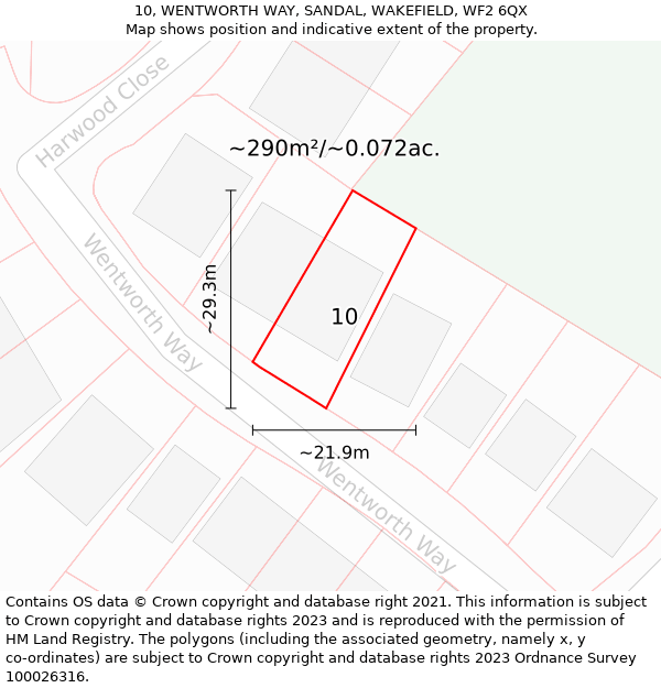 10, WENTWORTH WAY, SANDAL, WAKEFIELD, WF2 6QX: Plot and title map