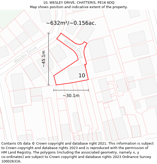 10, WESLEY DRIVE, CHATTERIS, PE16 6DQ: Plot and title map