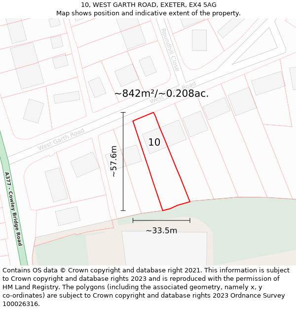 10, WEST GARTH ROAD, EXETER, EX4 5AG: Plot and title map