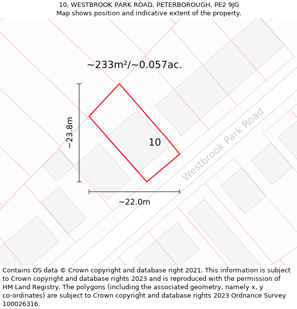 10, WESTBROOK PARK ROAD, PETERBOROUGH, PE2 9JG: Plot and title map