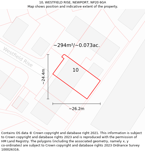 10, WESTFIELD RISE, NEWPORT, NP20 6GA: Plot and title map