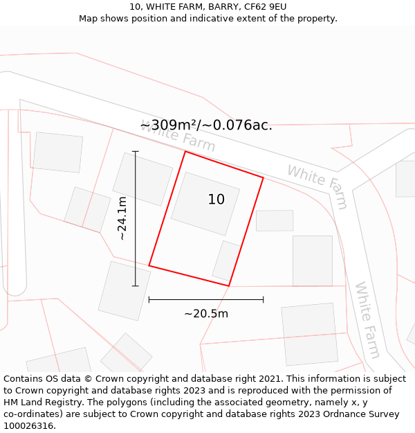 10, WHITE FARM, BARRY, CF62 9EU: Plot and title map