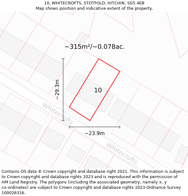 10, WHITECROFTS, STOTFOLD, HITCHIN, SG5 4EB: Plot and title map