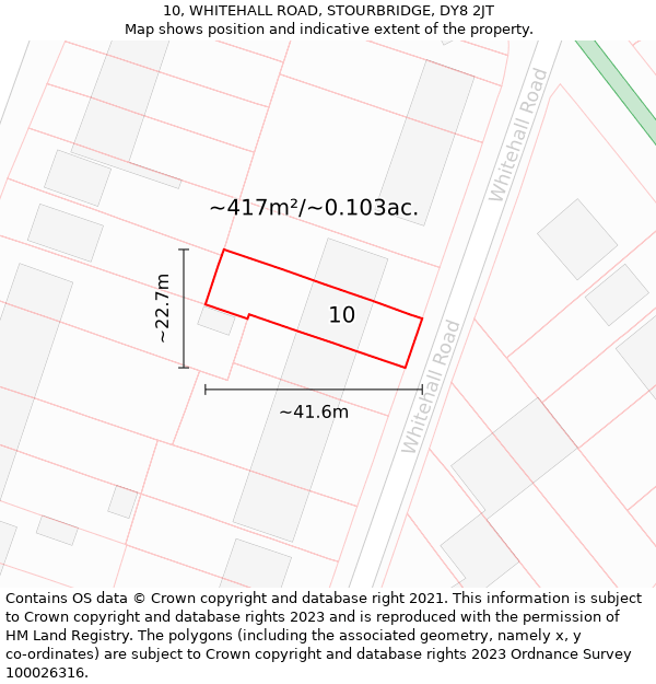 10, WHITEHALL ROAD, STOURBRIDGE, DY8 2JT: Plot and title map
