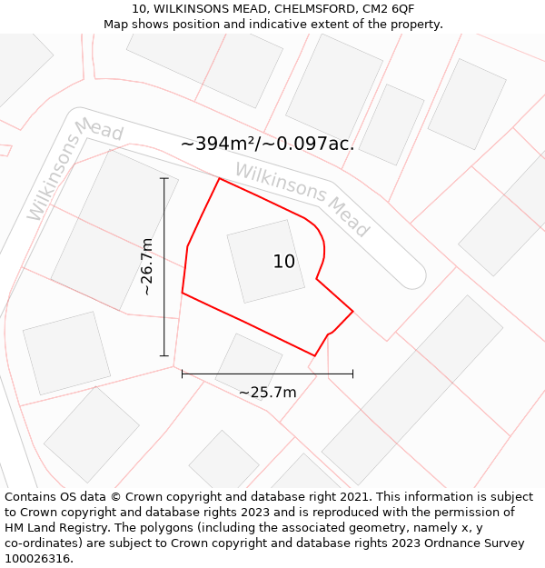 10, WILKINSONS MEAD, CHELMSFORD, CM2 6QF: Plot and title map