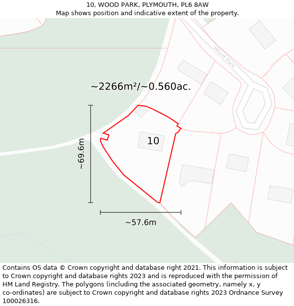 10, WOOD PARK, PLYMOUTH, PL6 8AW: Plot and title map