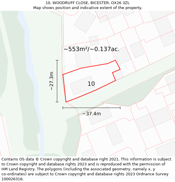 10, WOODRUFF CLOSE, BICESTER, OX26 3ZL: Plot and title map