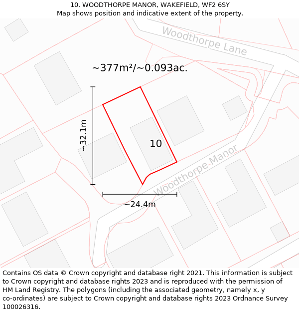 10, WOODTHORPE MANOR, WAKEFIELD, WF2 6SY: Plot and title map