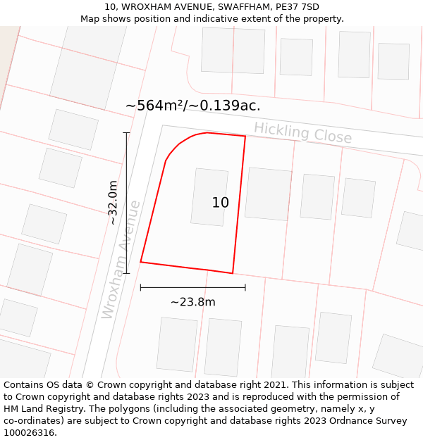 10, WROXHAM AVENUE, SWAFFHAM, PE37 7SD: Plot and title map