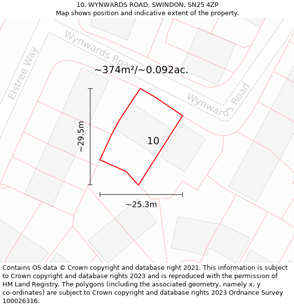 10, WYNWARDS ROAD, SWINDON, SN25 4ZP: Plot and title map