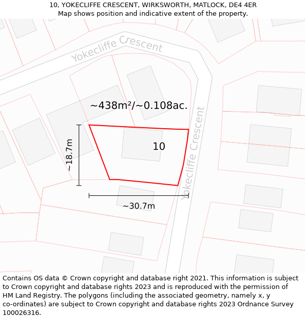 10, YOKECLIFFE CRESCENT, WIRKSWORTH, MATLOCK, DE4 4ER: Plot and title map