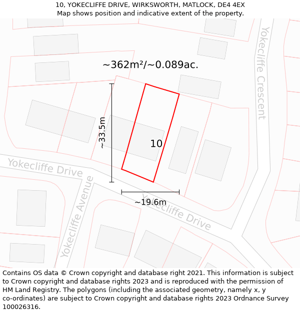 10, YOKECLIFFE DRIVE, WIRKSWORTH, MATLOCK, DE4 4EX: Plot and title map