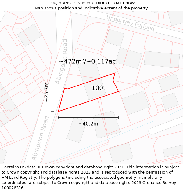 100, ABINGDON ROAD, DIDCOT, OX11 9BW: Plot and title map