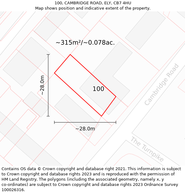 100, CAMBRIDGE ROAD, ELY, CB7 4HU: Plot and title map