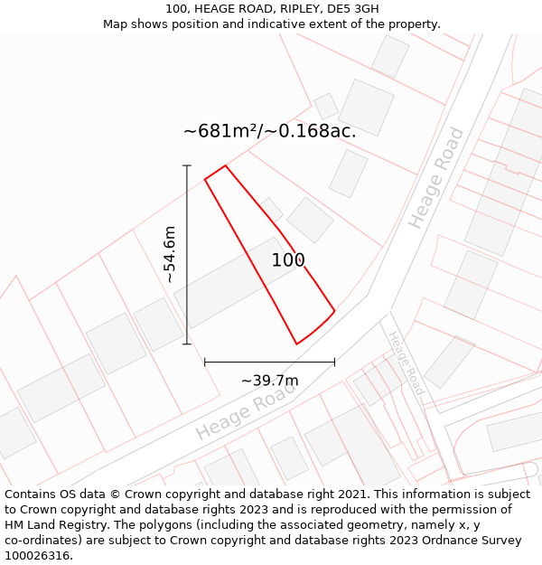 100, HEAGE ROAD, RIPLEY, DE5 3GH: Plot and title map