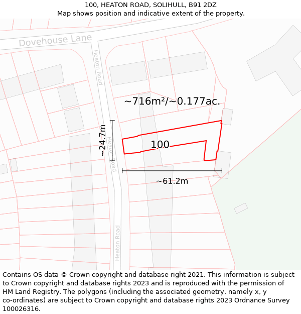100, HEATON ROAD, SOLIHULL, B91 2DZ: Plot and title map