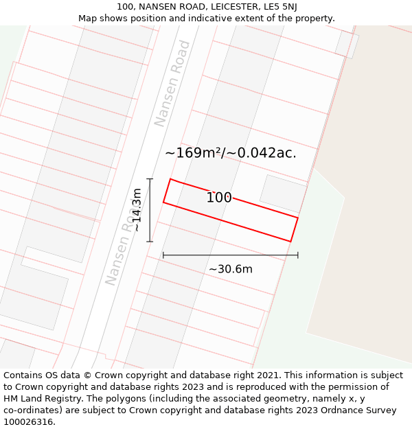 100, NANSEN ROAD, LEICESTER, LE5 5NJ: Plot and title map