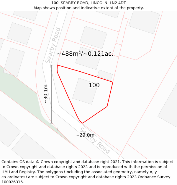 100, SEARBY ROAD, LINCOLN, LN2 4DT: Plot and title map