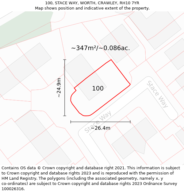 100, STACE WAY, WORTH, CRAWLEY, RH10 7YR: Plot and title map