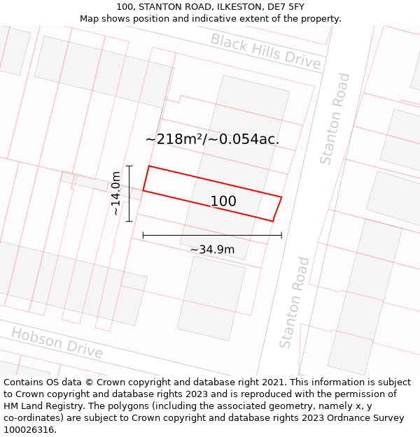 100, STANTON ROAD, ILKESTON, DE7 5FY: Plot and title map