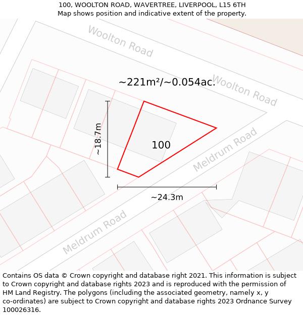 100, WOOLTON ROAD, WAVERTREE, LIVERPOOL, L15 6TH: Plot and title map